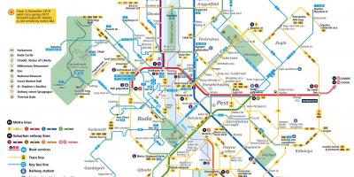 Kaart van budapest openbare vervoer