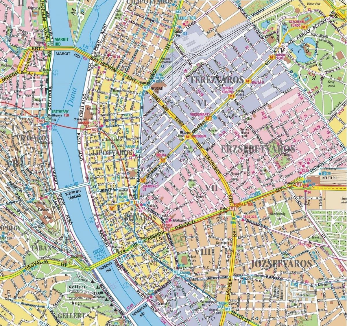 kaart van die distrikte in budapest