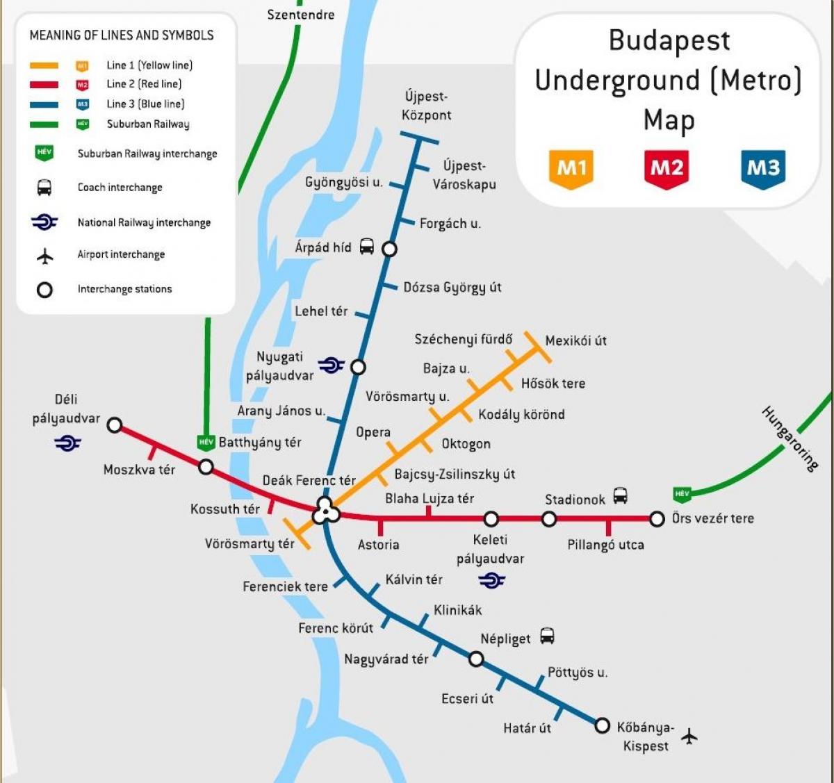 metro kaart hongarye, budapest
