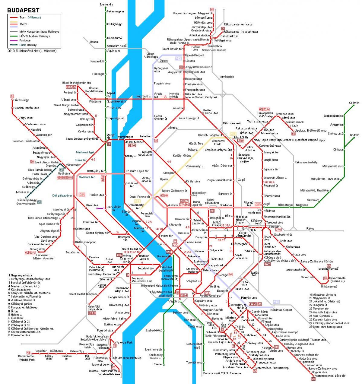 tram budapest kaart