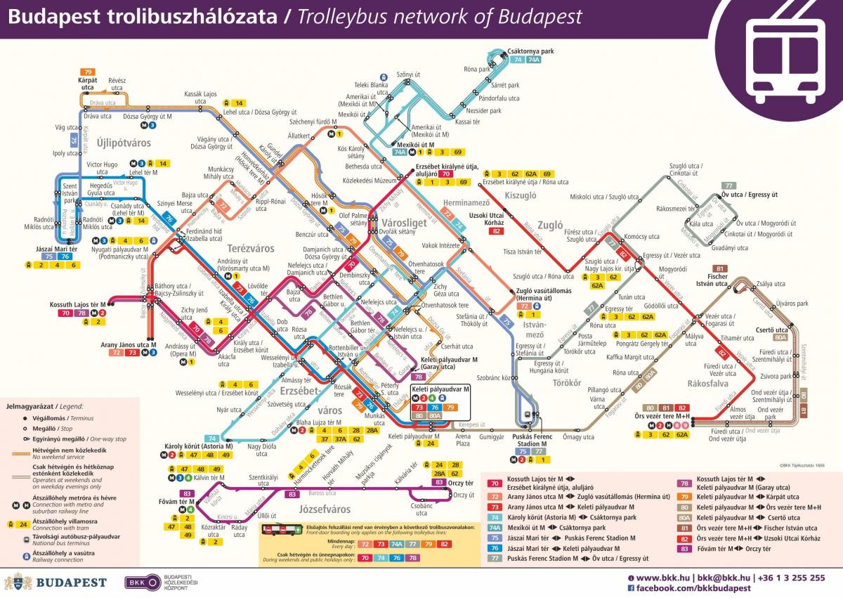 kaart van budapest trolleybus